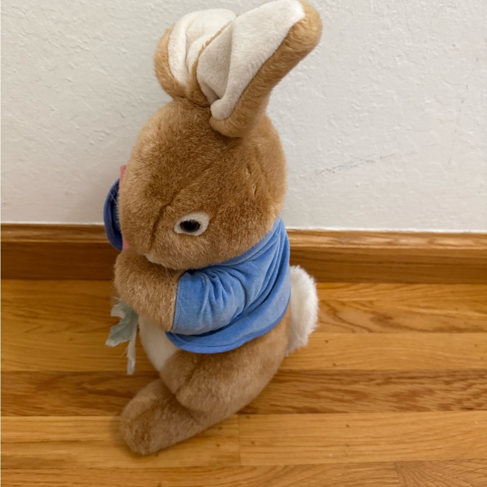 Brown Plush Bunny with Blue Jacket